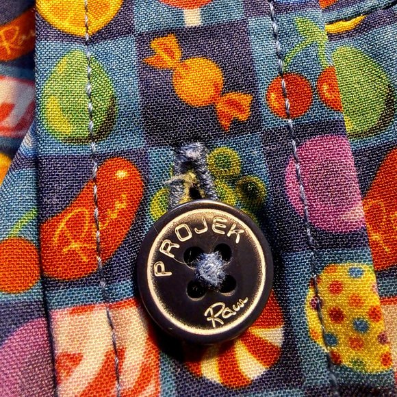 stunning RAW PROJEK mens Fruity SHIRT Size MEDIUM SHORT SLEEVES fruits all over - Picture 5 of 8